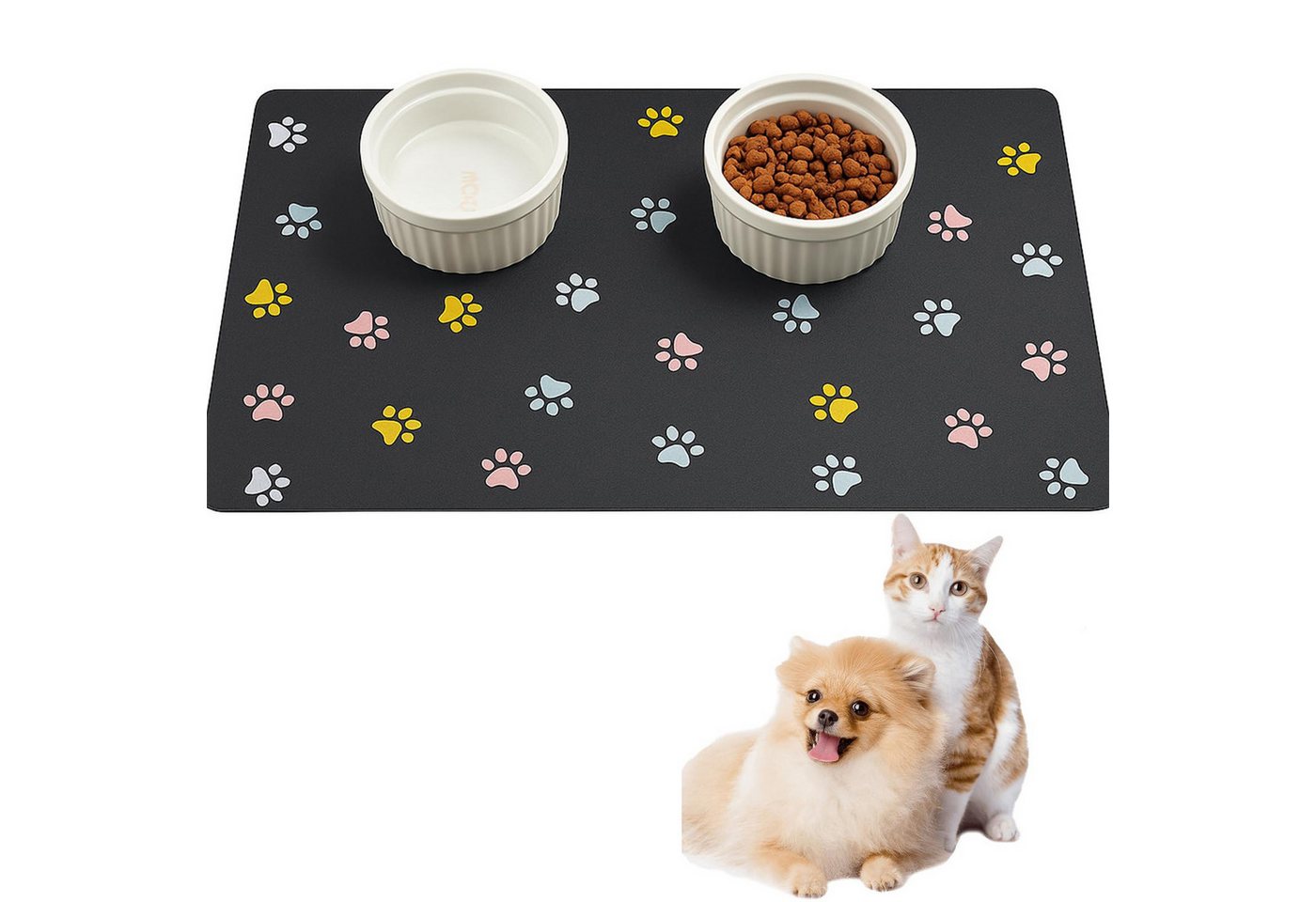 Mrilary Napfunterlage Futtermatte für Hunde & Katzen – Diatomit Napfunterlage, rutschfest, 1-St., saugfähig & schnell trocknend für Haustiere Bild 2