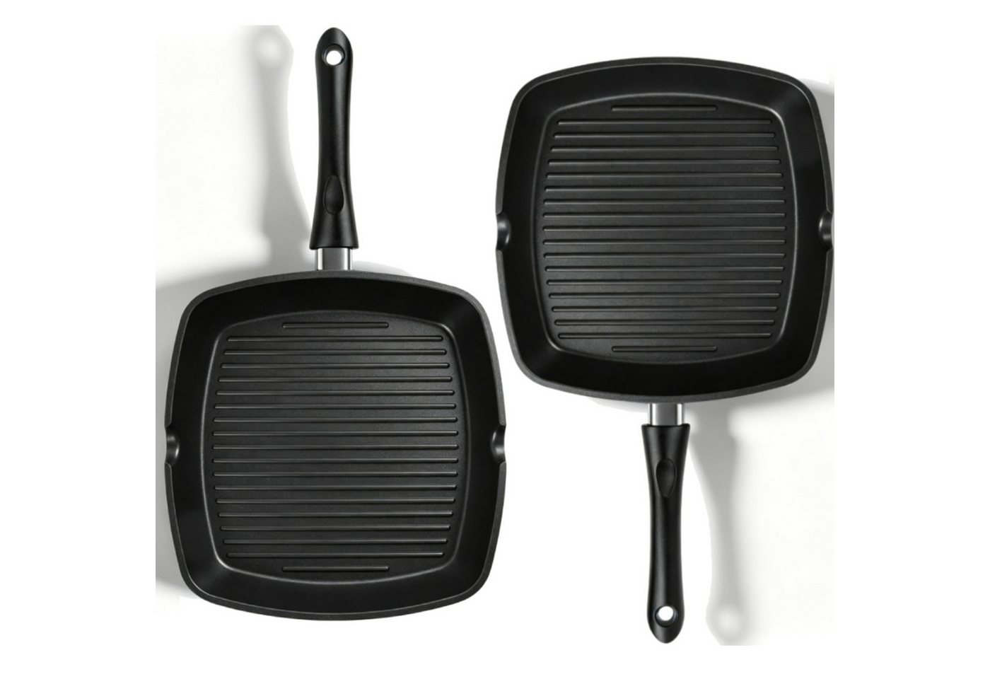 SunJas Grillpfanne 2er set Steakpfanne 28x28 cm mit Griff,Antihaftbeschichtet, Aluminium (2-tlg), Für alle Herdarten inklusive Induktionsherd Bild 2