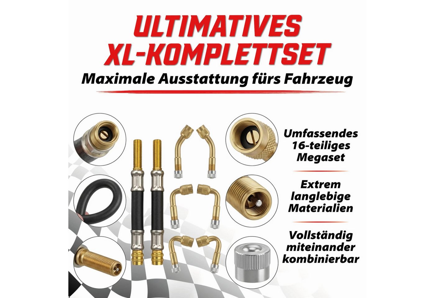 Pitlane Performance Ventilkappe Ventilverlängerung Autoventil, (Flexible Schrader Luftdruckventil Verlängerungen, 16-St., Ventilverlängerung für Autoventil), für Auto Motorrad E-Scooter Fahrrad LKW, dicht Bild 5