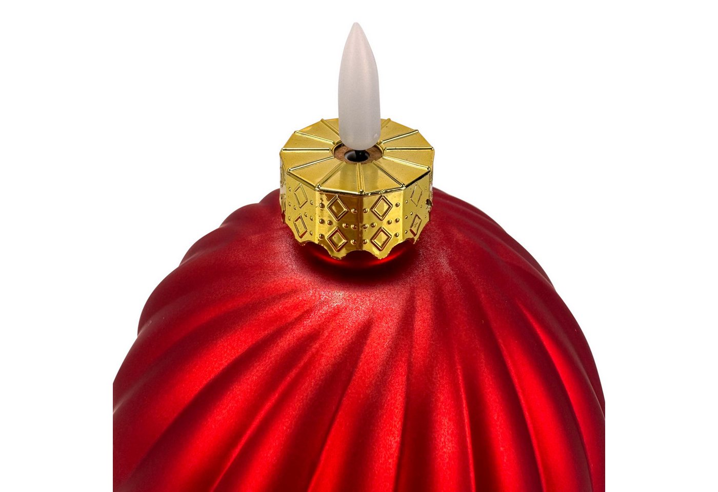 Online-Fuchs LED-Kerze in edler Weihnachtskugelform mit Timer, Bordeaux Rot - Weihnachtsdeko, realistische Kerzenflamme, warmweiße Beleuchtung, gefertigt aus stabilem Glas mit festlicher Eleganz Bild 3