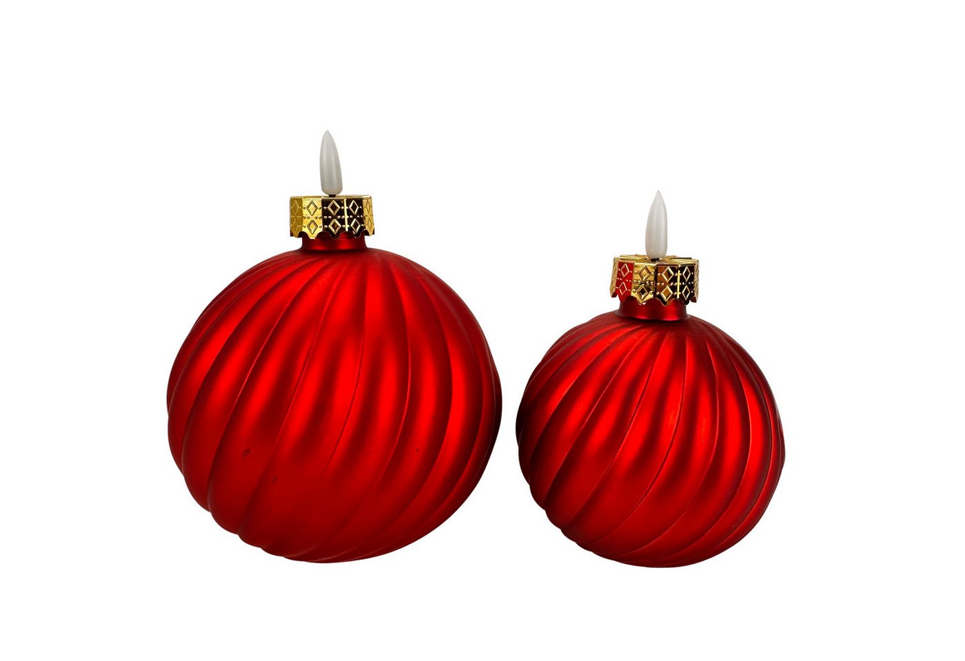 Online-Fuchs LED-Kerze in edler Weihnachtskugelform mit Timer, Bordeaux Rot - Weihnachtsdeko, realistische Kerzenflamme, warmweiße Beleuchtung, gefertigt aus stabilem Glas mit festlicher Eleganz Bild 4