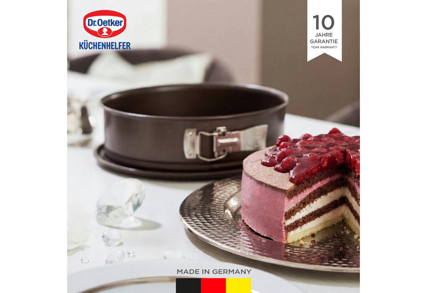 Dr. Oetker Küchenhelfer Springform antihaftbeschichtet, spülmaschinengeeignet, Ø 26cm, aus Stahlblech