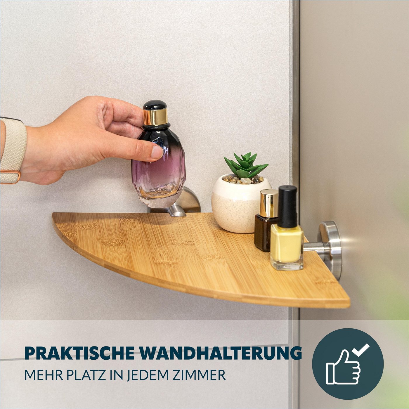 bremermann Wandregal Bad Serie PIAZZA BAMBUS – Edelstahl und Bambus, matt, 1-tlg. Bild 4