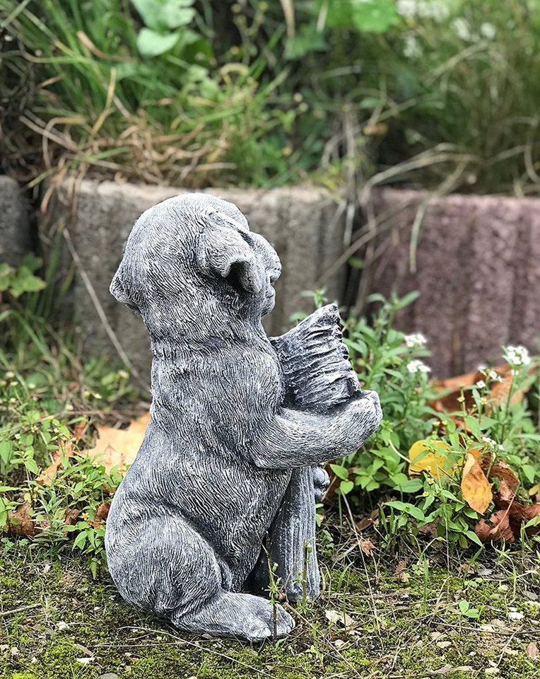 Stone and Style Gartenfigur Frostfeste Steinfigur Hund Welcome Willkommensgruß