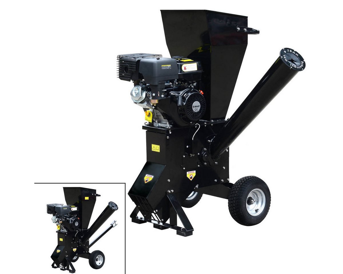 BRAST Häcksler Schredder Benzin, 2 Modelle, 2 Messersysteme mit 22 Messer, 7,6 cm max. Astdurchmesser, (5,2kW (7 PS), Transportreifen & Griff) Bild 2