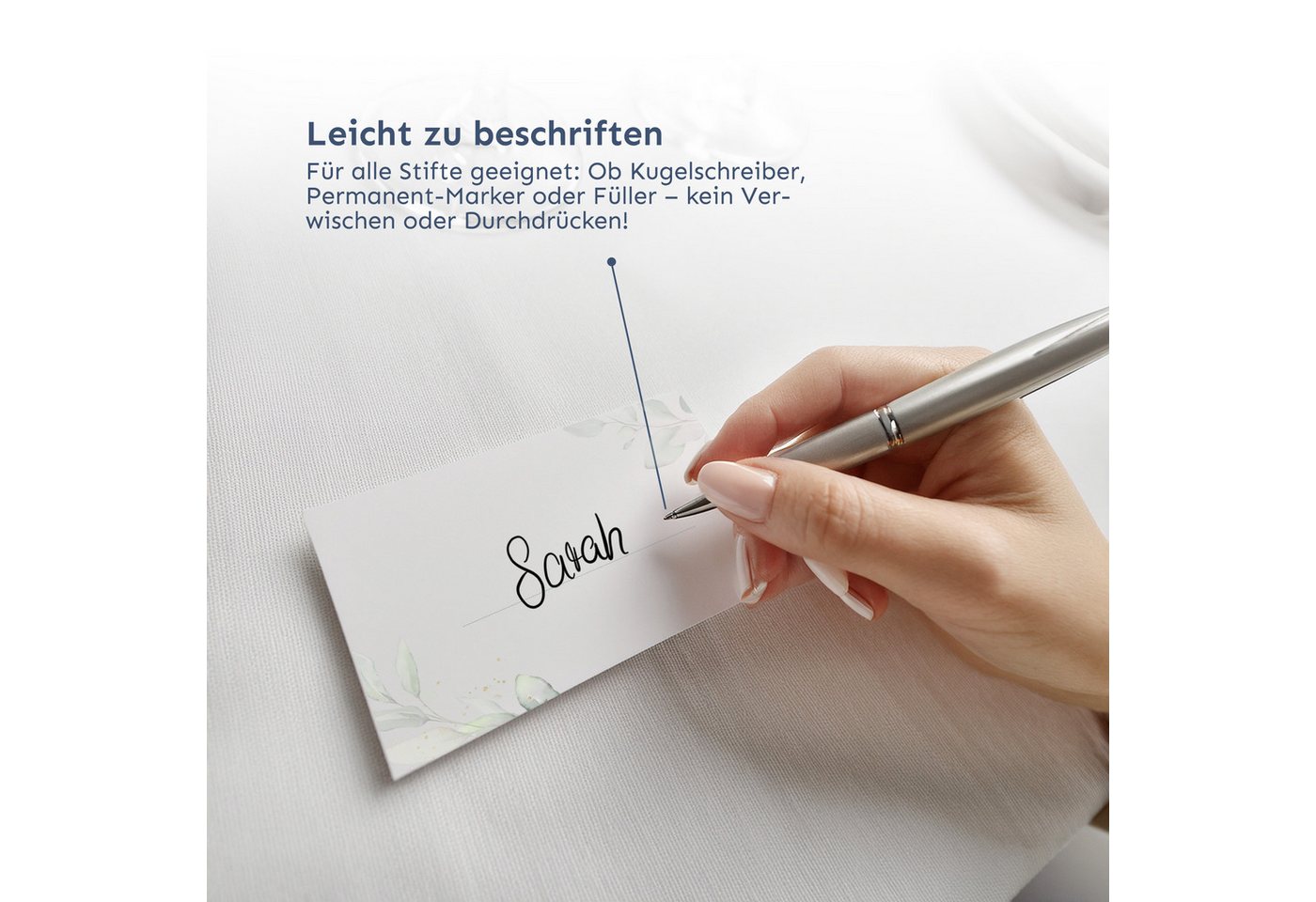 white & ivory Papierdekoration Platzkarte eukalyptus türkis, 50 Stück, beschreibbar,Tischkarten