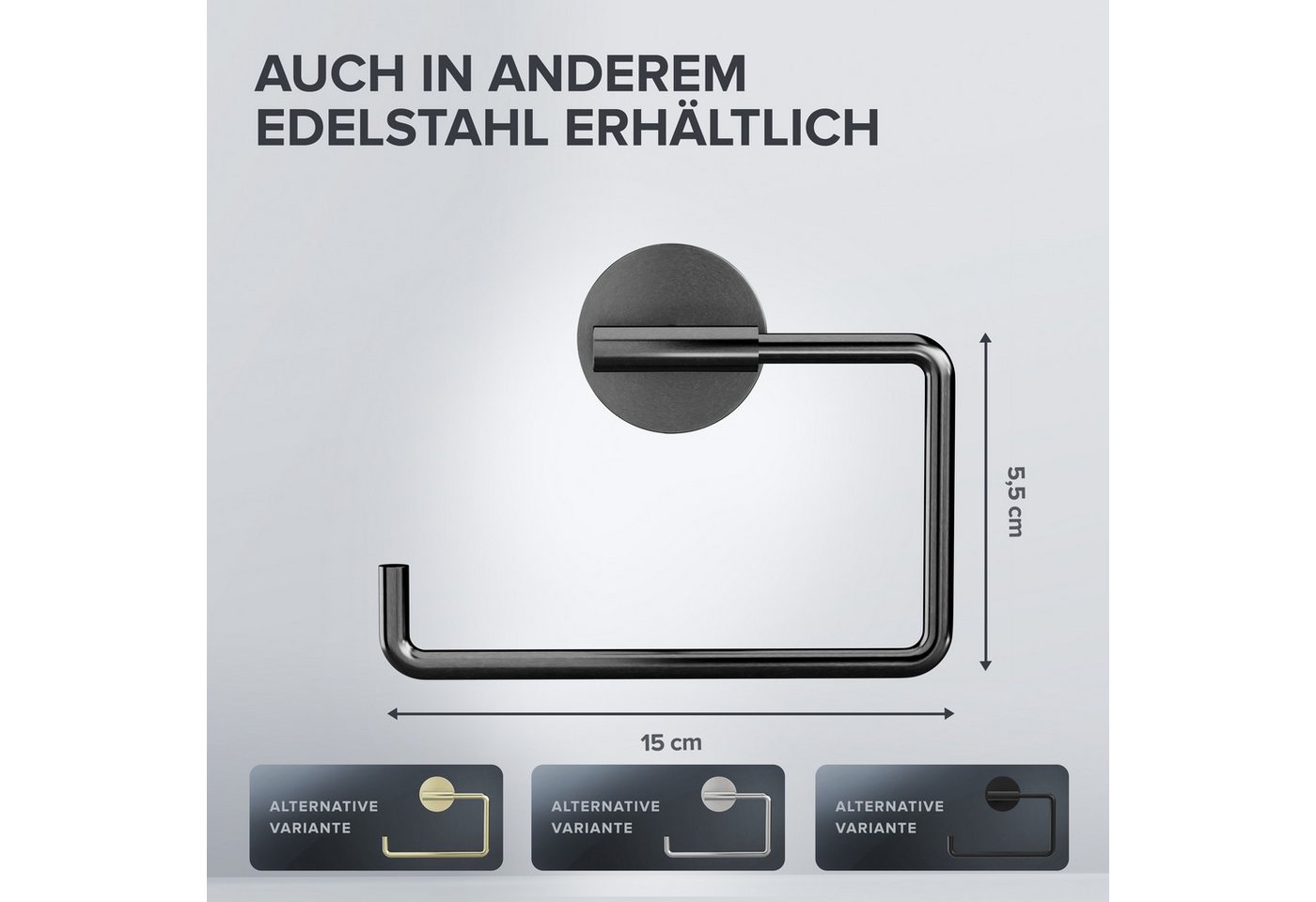 ovimar Toilettenpapierhalter Skardstind (1-St), aus Edelstahl in Gunmetal zur Zum Bohren Bild 2