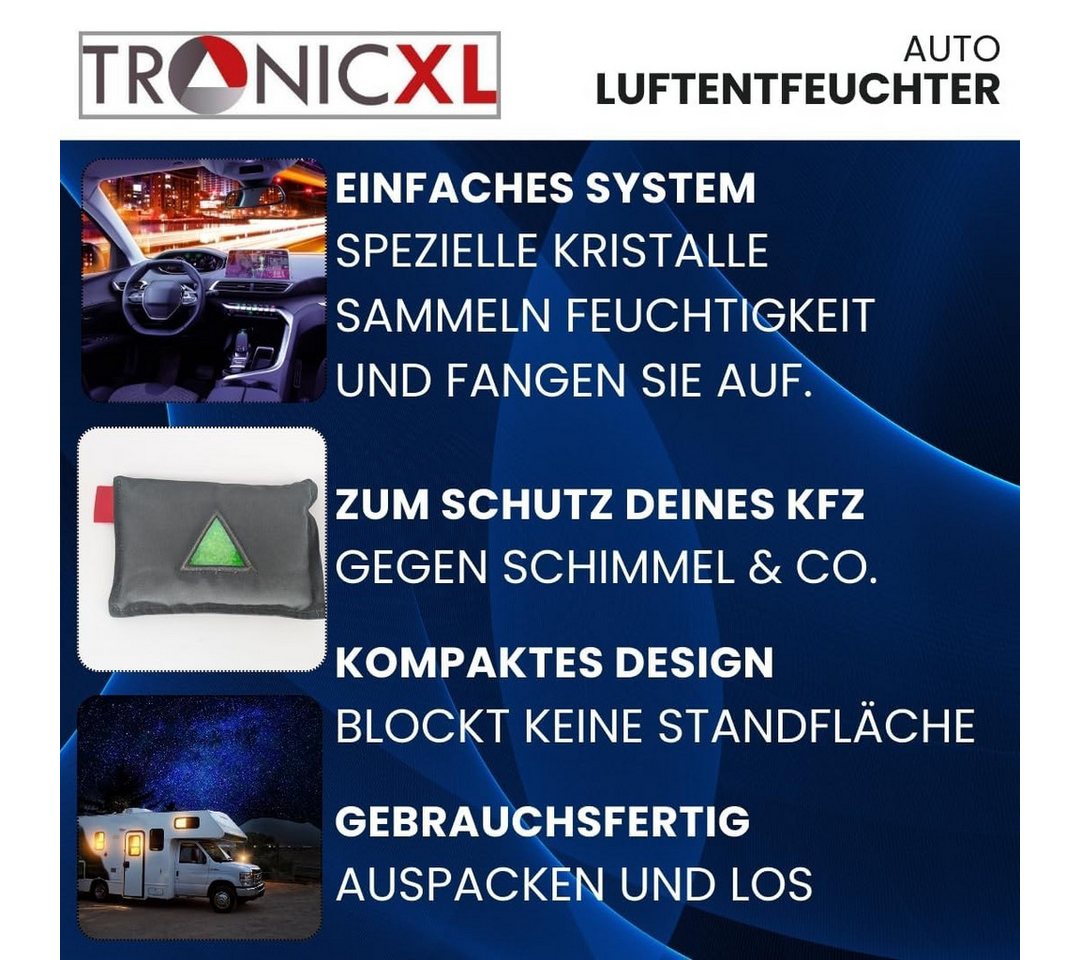 TronicXL Auto-Entfeuchter 4 Auto Luftentfeuchter Zubehör für PKW Wohnmobil Wohnwagen Entfeuchter, für PKW, LKW, Auto, Cockpit, Camping, zelt, wiederverwendbar