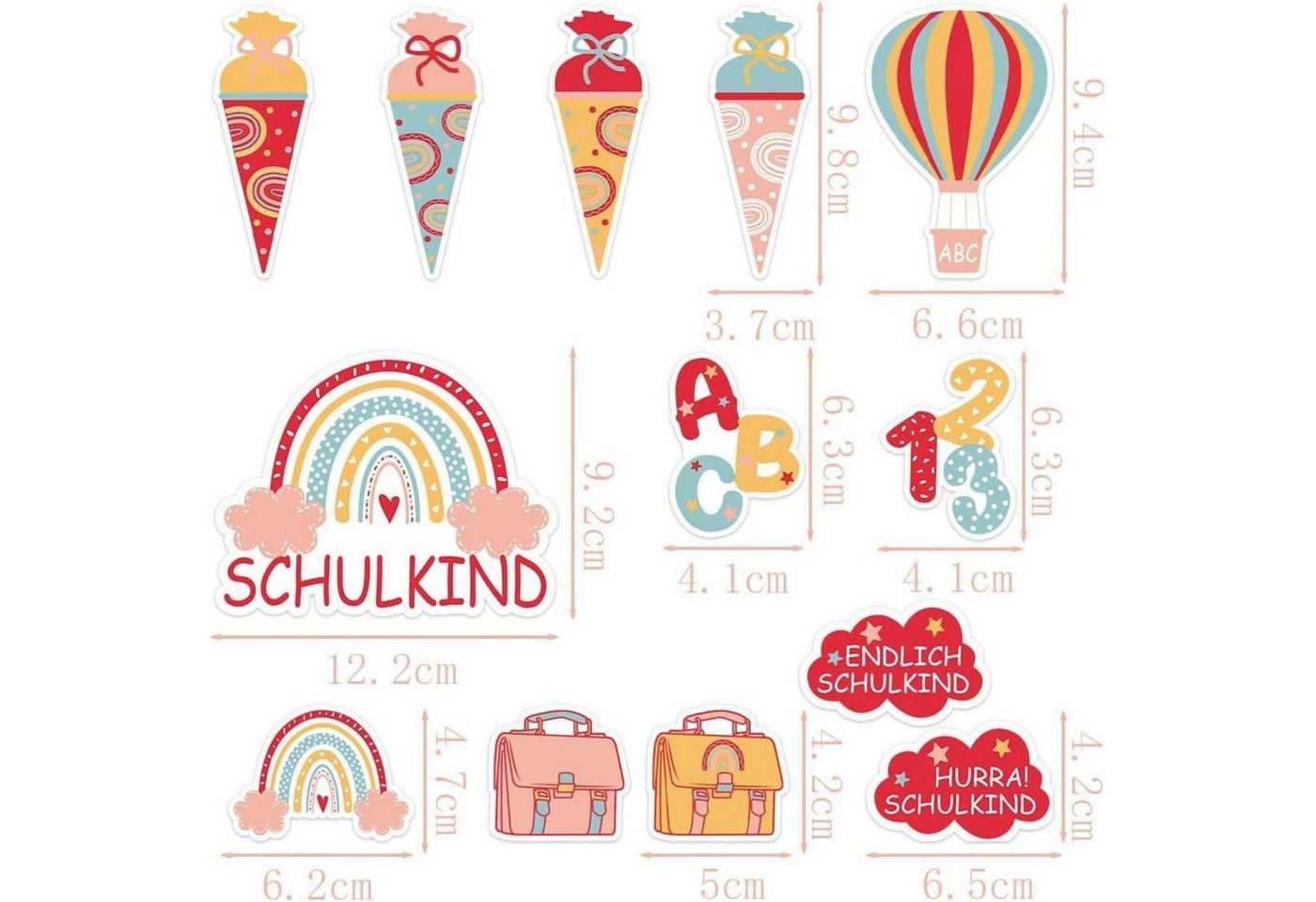 LuxusKollektion Sticker Tortendeko Einschulung Mädchen 13-tlg. ABC Kuchendeko 2024 Bild 2