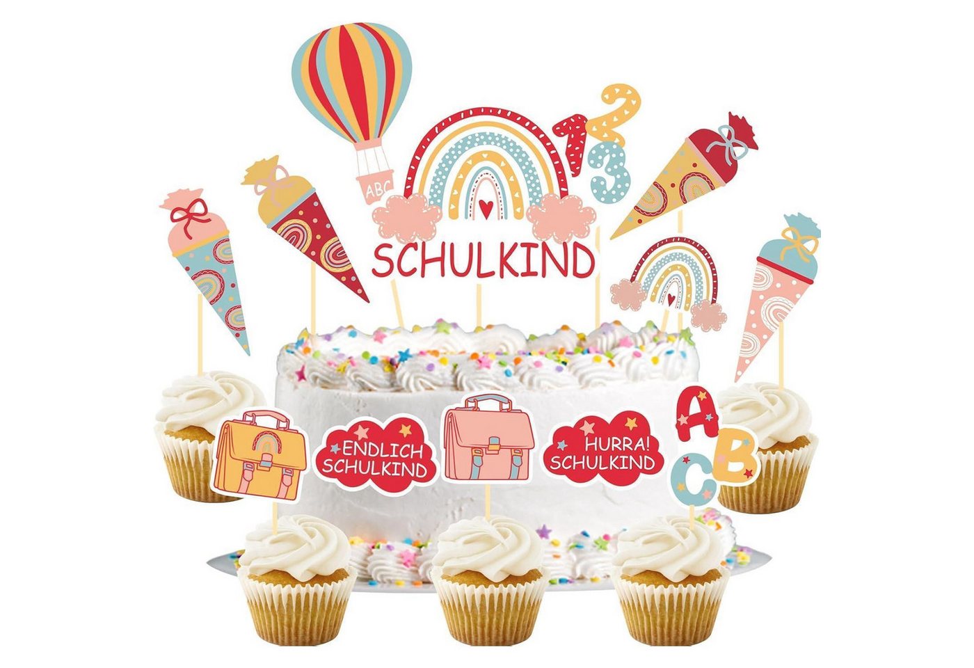 LuxusKollektion Sticker Tortendeko Einschulung Mädchen 13-tlg. ABC Kuchendeko 2024 Bild 3