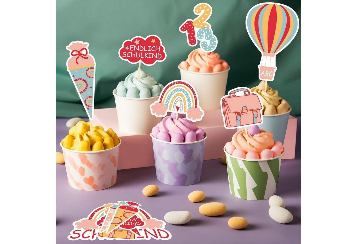 LuxusKollektion Sticker Tortendeko Einschulung Mädchen 13-tlg. ABC Kuchendeko 2024 Bild 4