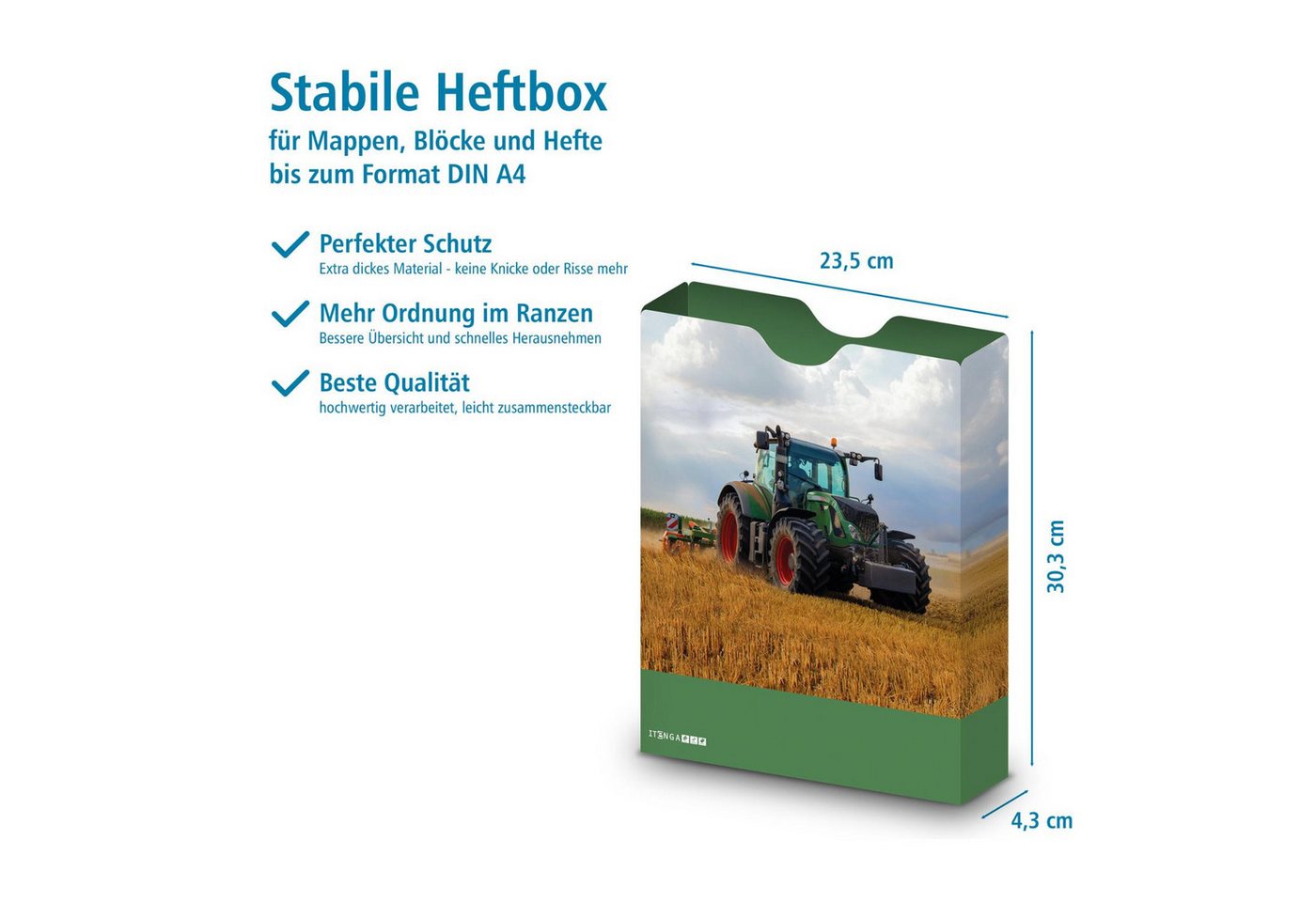 itenga Organisationsmappe itenga Heftbox DIN A4 Hochformat aus PP Motiv Traktor Bild 2