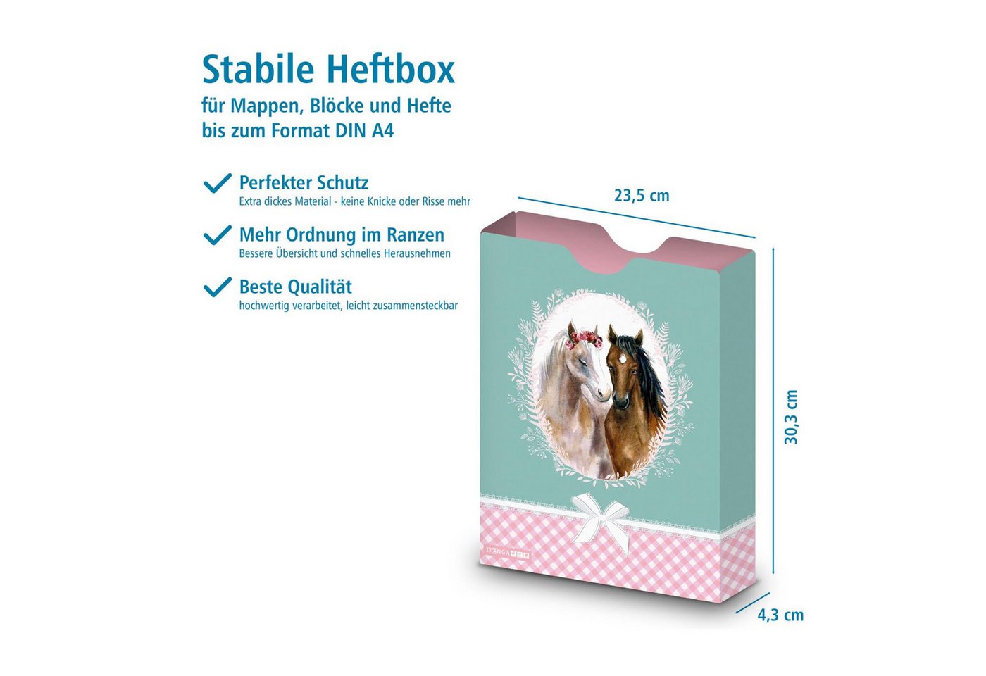 itenga Organisationsmappe itenga Heftbox DIN A4 Hochformat aus PP Motiv Pferd Bild 2