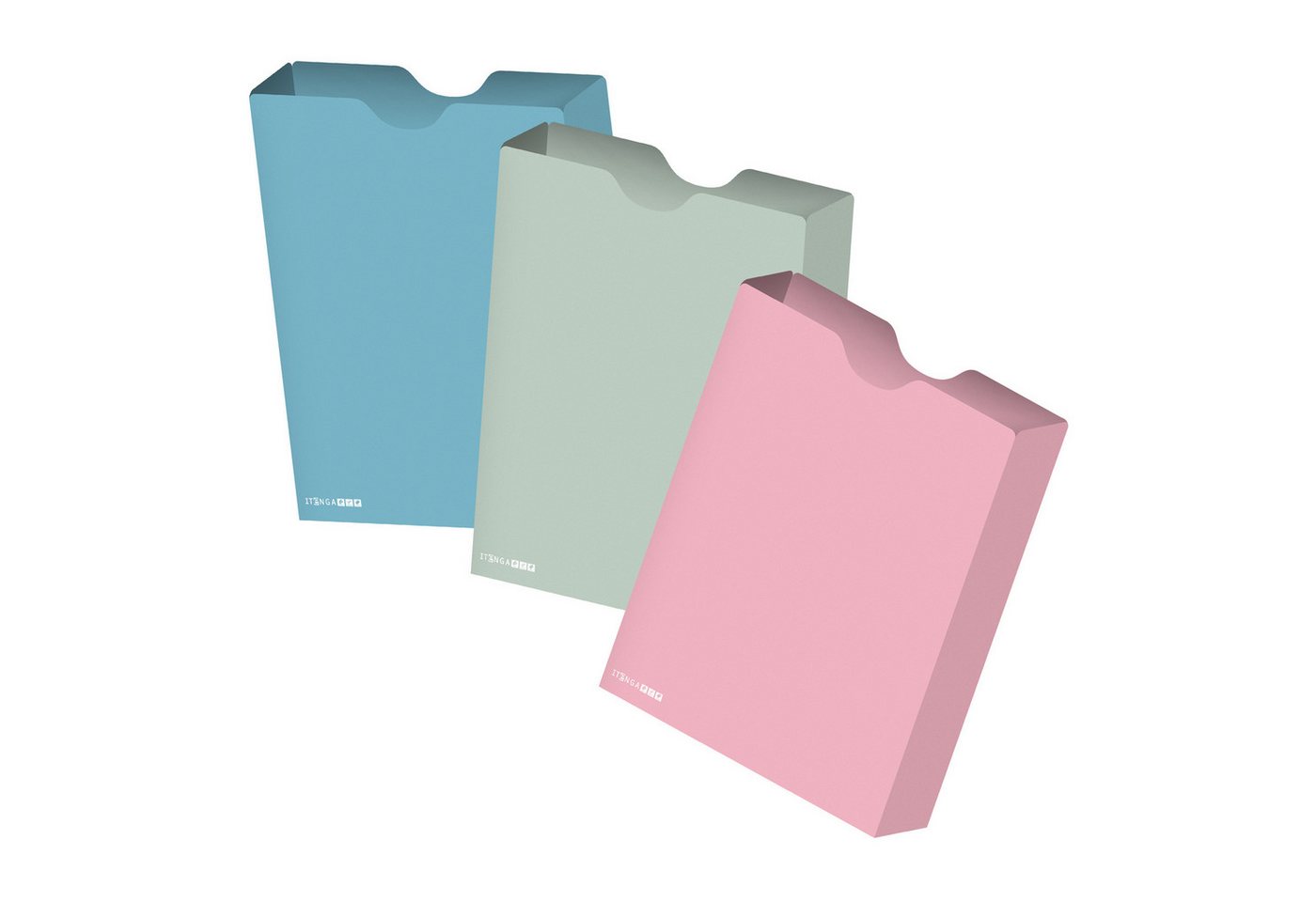 itenga Organisationsmappe itenga Heftbox 3er Set DIN A4 Hochformat aus PP Pastell rosa Eukalyptu Bild 2