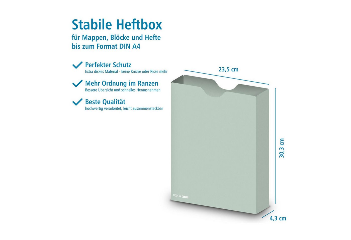 itenga Organisationsmappe itenga Heftbox 3er Set DIN A4 Hochformat aus PP Pastell rosa Eukalyptu Bild 3