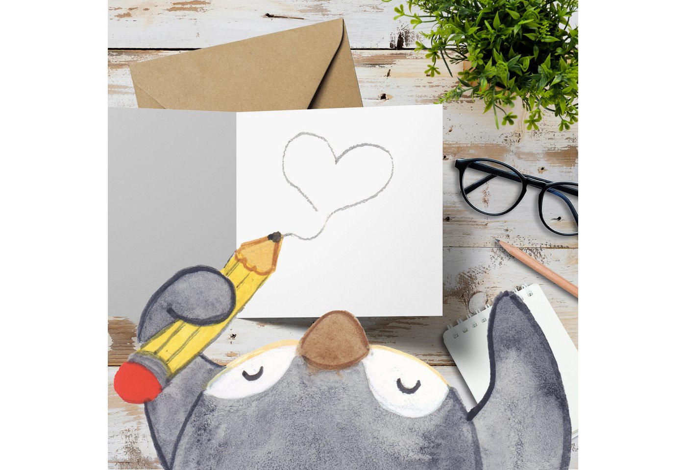 Mr. & Mrs. Panda Grußkarte Eulen Liebe Design, Grußkarte, Weiß, faltkarte, doppelkarte, Paar, Kl, Liebe Spruch Hochzeit Spruch Freund Bild 5