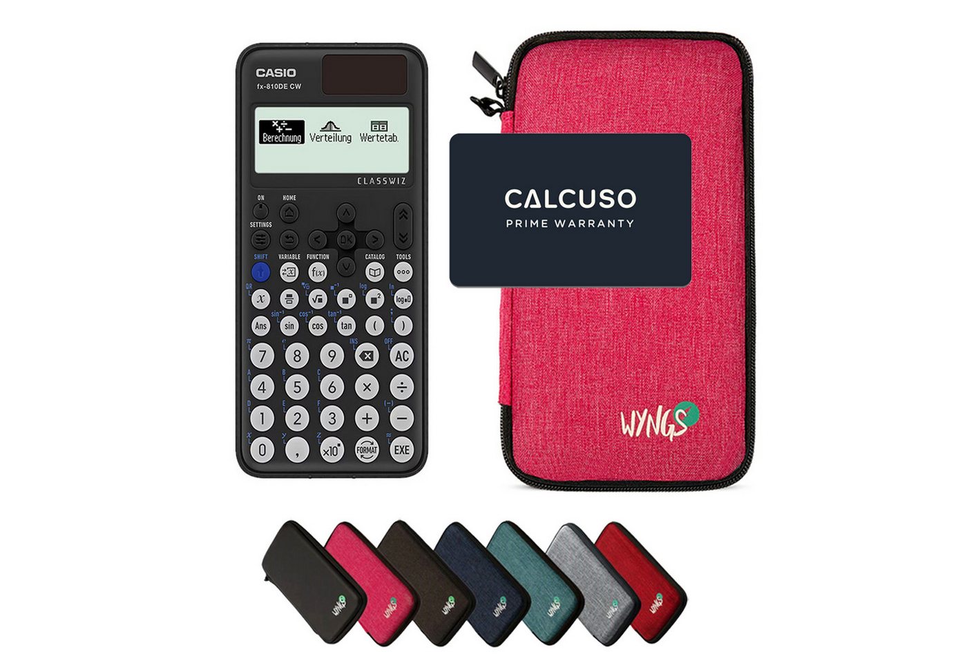 CASIO Taschenrechner fx-810DE CW ClassWiz inkl. WYNGS Schutztasche Pink