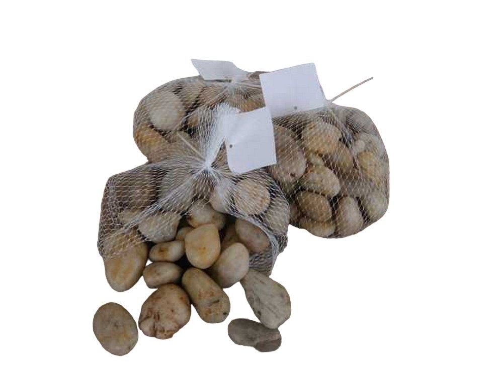 Deko-Impression Dekosteine 3 Kilo Flusssteine Dekosteine Zierkies Flusskiesel creme 3-6 cm, (3-St) Bild 3
