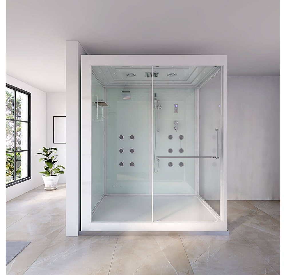 HOME DELUXE Dampfdusche Duschtempel DESIGN - XL, BxT: 180x130 cm, Sicherheitsglas (ESG), Regendusche, 12 Rückenmassagedüsen, LED-Beleuchtung, Schiebetür, Wasserfall, Dampfsauna, Komplettdusche