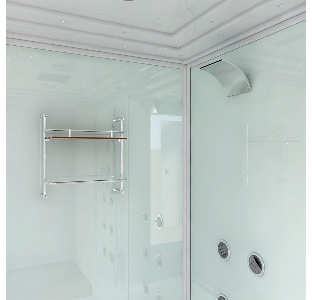 HOME DELUXE Dampfdusche Duschtempel DESIGN - XL, BxT: 180x130 cm, Sicherheitsglas (ESG), Regendusche, 12 Rückenmassagedüsen, LED-Beleuchtung, Schiebetür, Wasserfall, Dampfsauna, Komplettdusche Bild 3
