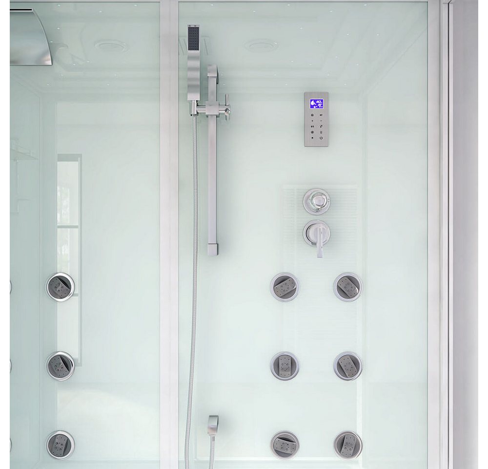 HOME DELUXE Dampfdusche Duschtempel DESIGN - XL, BxT: 180x130 cm, Sicherheitsglas (ESG), Regendusche, 12 Rückenmassagedüsen, LED-Beleuchtung, Schiebetür, Wasserfall, Dampfsauna, Komplettdusche Bild 4