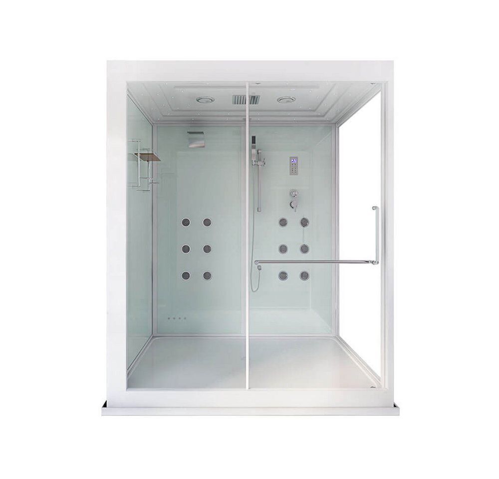 HOME DELUXE Dampfdusche Duschtempel DESIGN - XL, BxT: 180x130 cm, Sicherheitsglas (ESG), Regendusche, 12 Rückenmassagedüsen, LED-Beleuchtung, Schiebetür, Wasserfall, Dampfsauna, Komplettdusche Bild 5