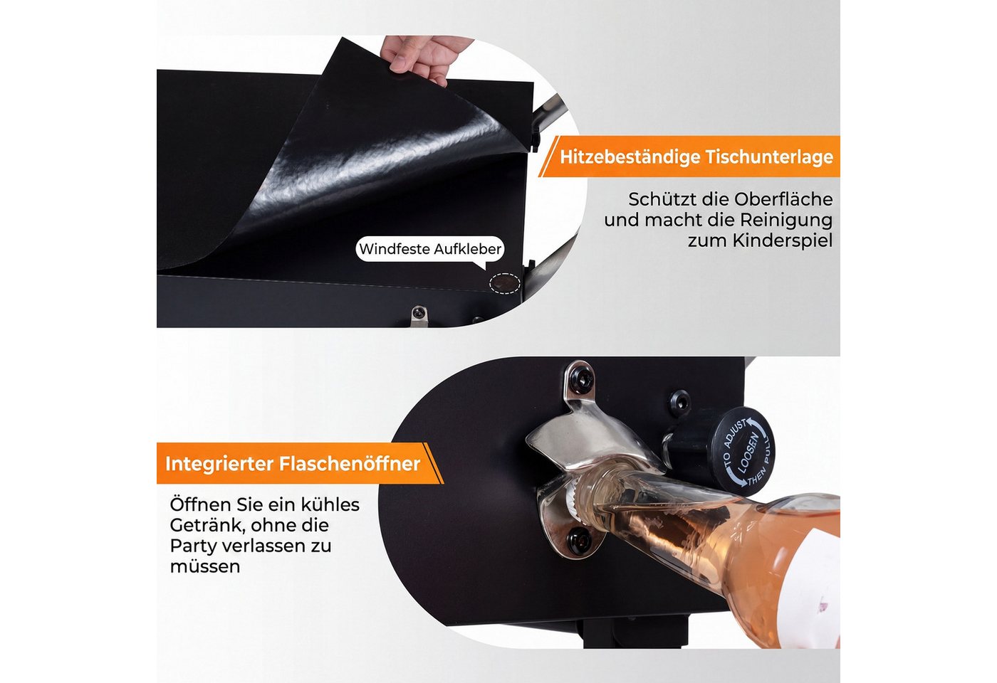 COSTWAY Grillablagetisch, Klappbarer, mit Rollen, Arbeitsfläche & Hitzeschutzmatte Bild 5