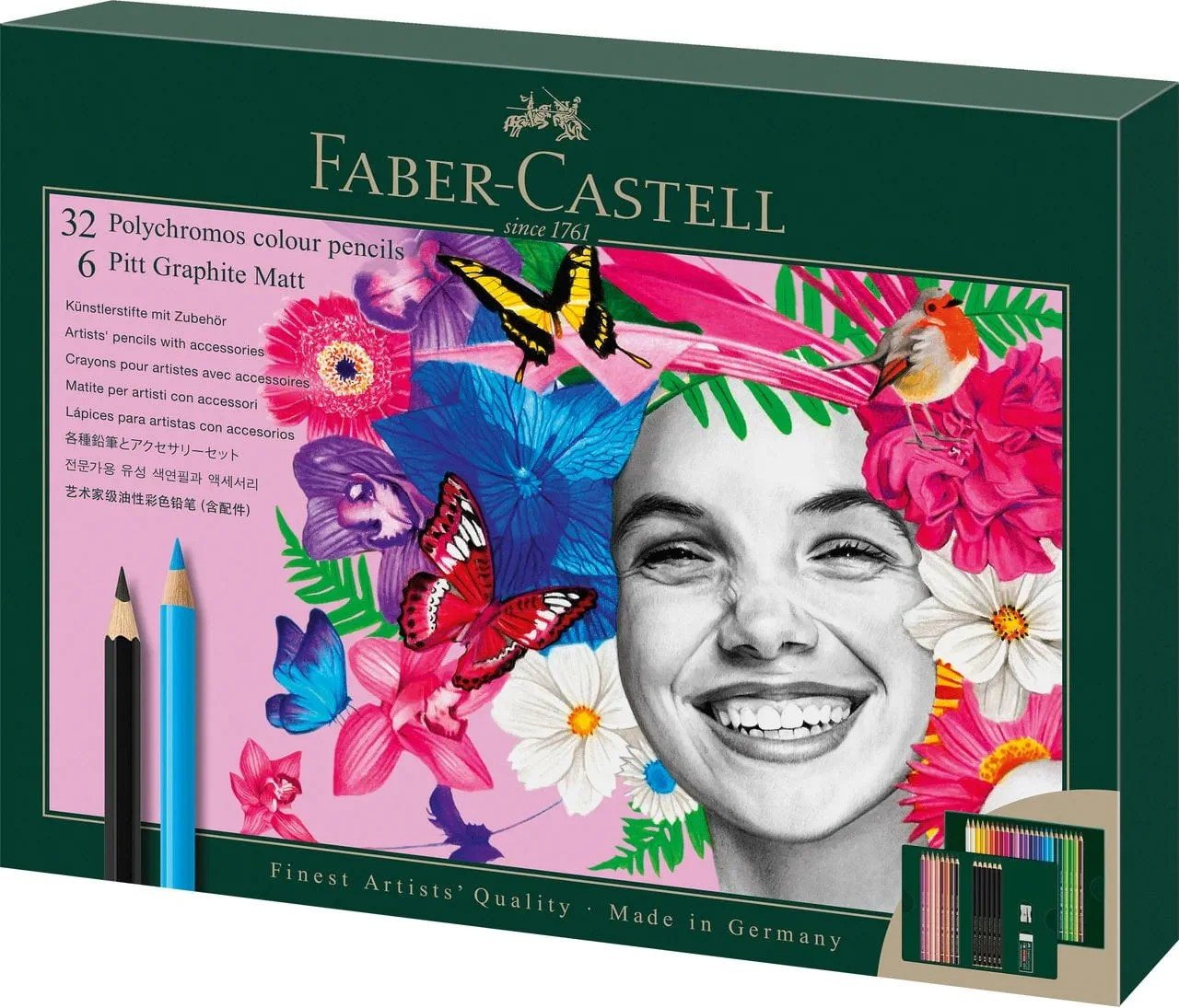 Faber-Castell Künstlerstift Polychromos und Pitt Graphite Matt Geschenkset 40 teilig, Wisch und wasserfest Bild 2