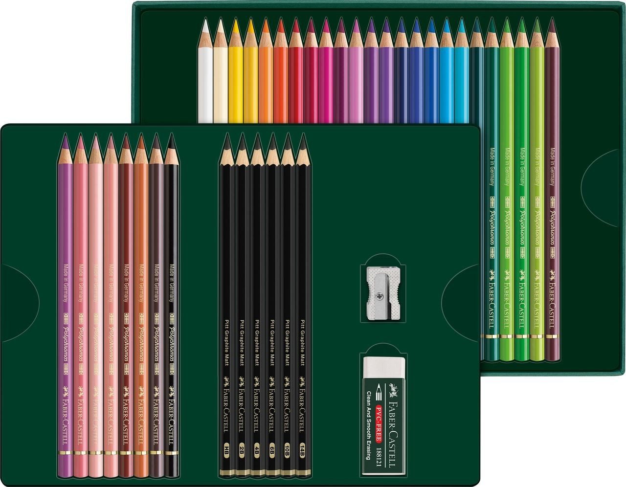 Faber-Castell Künstlerstift Polychromos und Pitt Graphite Matt Geschenkset 40 teilig, Wisch und wasserfest Bild 3