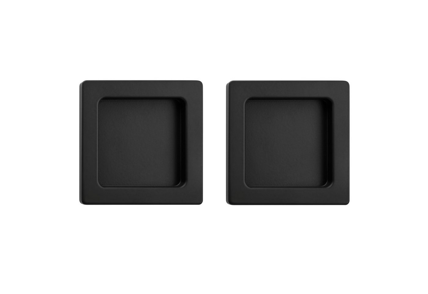 Türbeschläge24 Schiebetürmuschel zum Aufkleben, Edelstahloptik / Schwarz matt, eckig, 70 x 70 x 10 mm