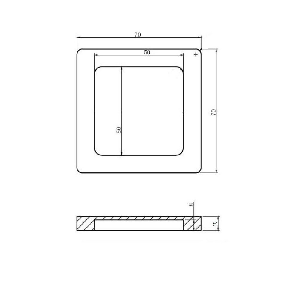 Türbeschläge24 Schiebetürmuschel zum Aufkleben, Edelstahloptik / Schwarz matt, eckig, 70 x 70 x 10 mm Bild 3