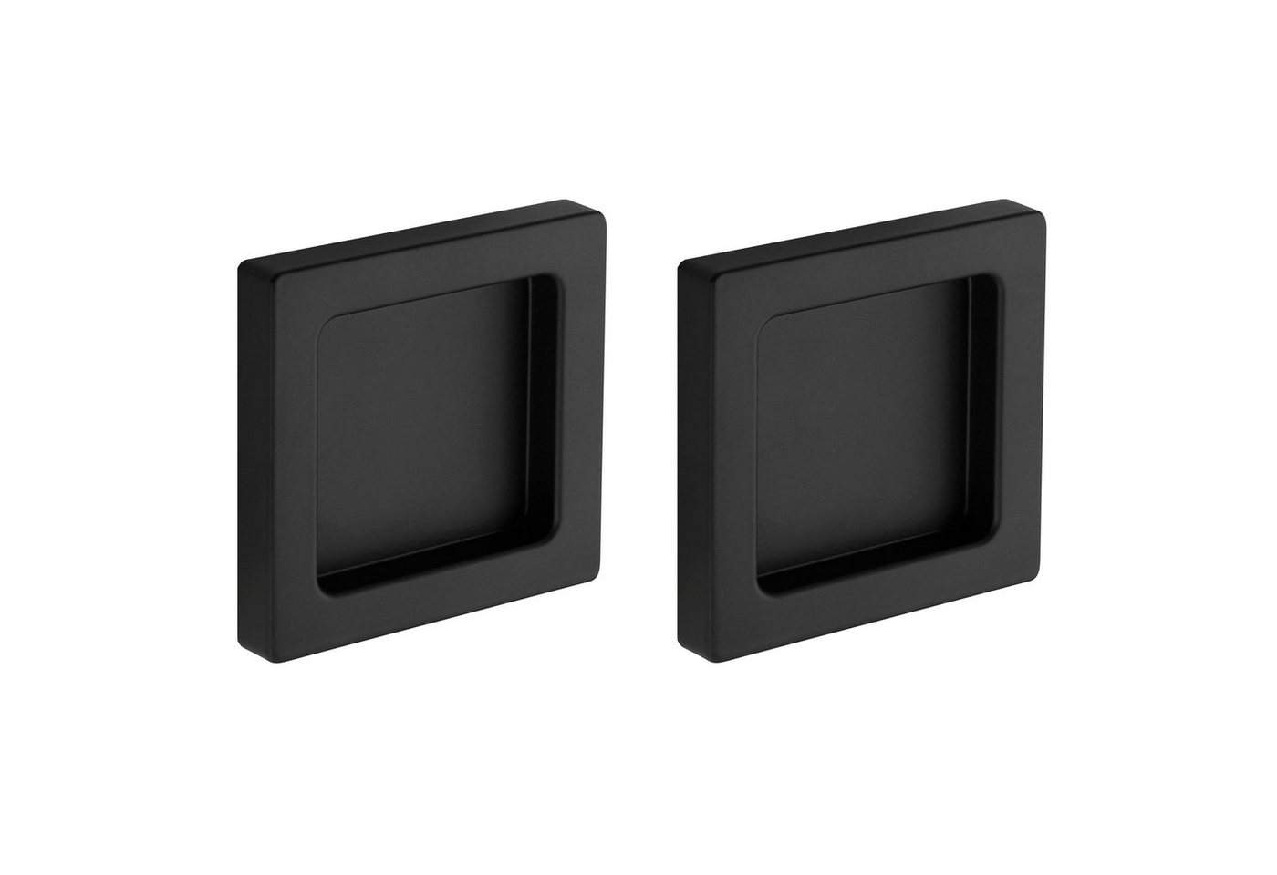 Türbeschläge24 Schiebetürmuschel zum Aufkleben, Edelstahloptik / Schwarz matt, eckig, 70 x 70 x 10 mm Bild 4