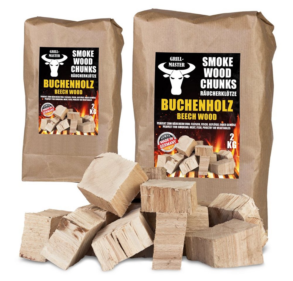 Grillmaster Räucherspäne Räucherklötze 4kg Buche Chunks Räuchern Smoken BBQ Grill Feuer, 4 kg Bild 2