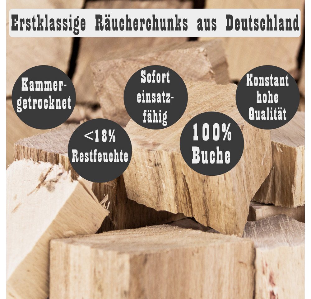 Grillmaster Räucherspäne Räucherklötze 4kg Buche Chunks Räuchern Smoken BBQ Grill Feuer, 4 kg Bild 4