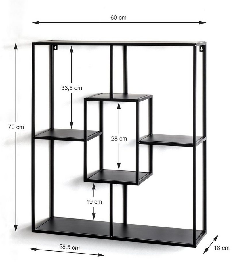 freiraum Wandregal 23515, in schwarz, Metall - 60x70x18cm (BxHxT) Bild 5