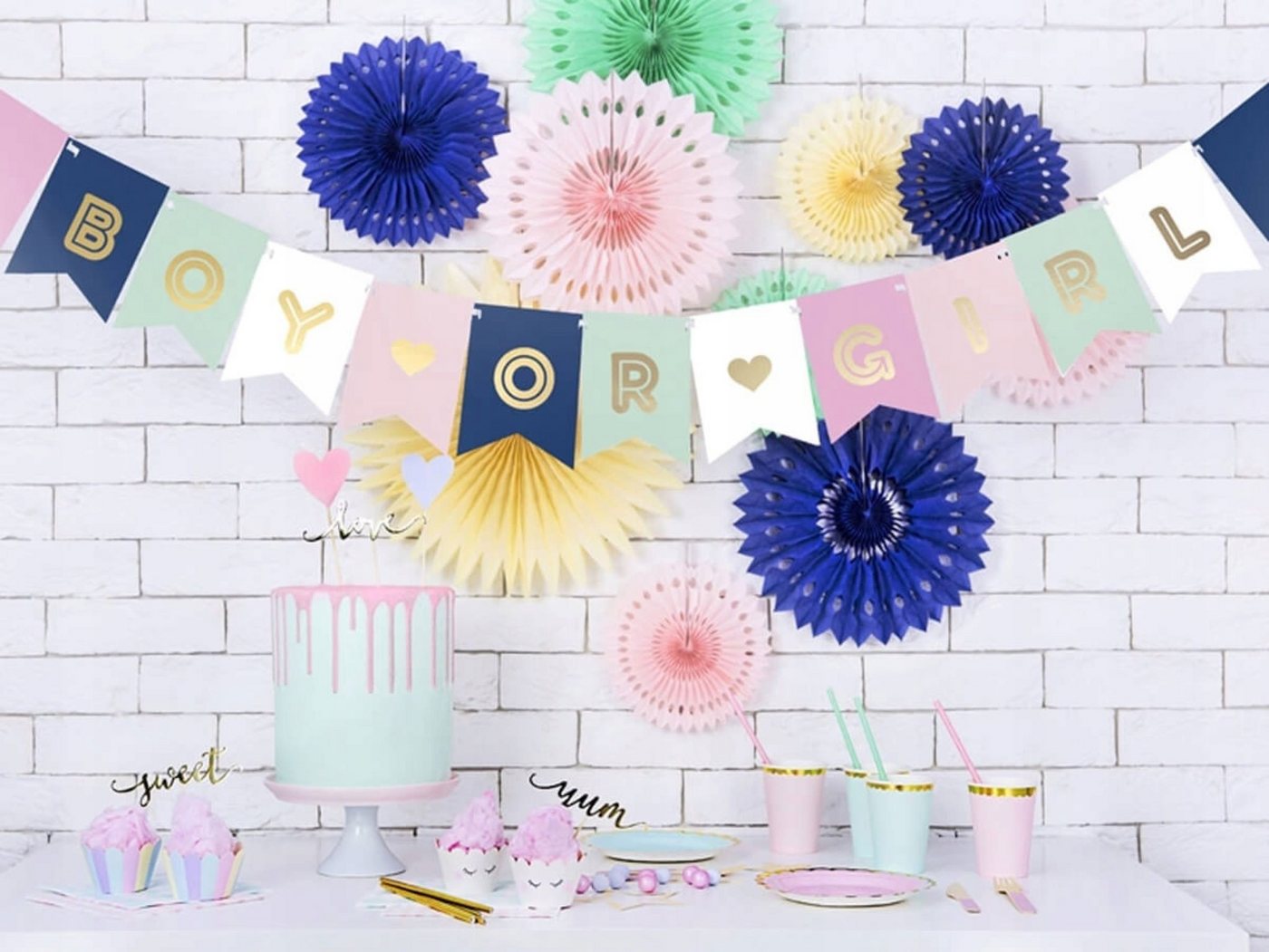 partydeco Girlande "Boy or Girl Baby Shower Banner, 175 cm – Perfekte Deko Bild 4