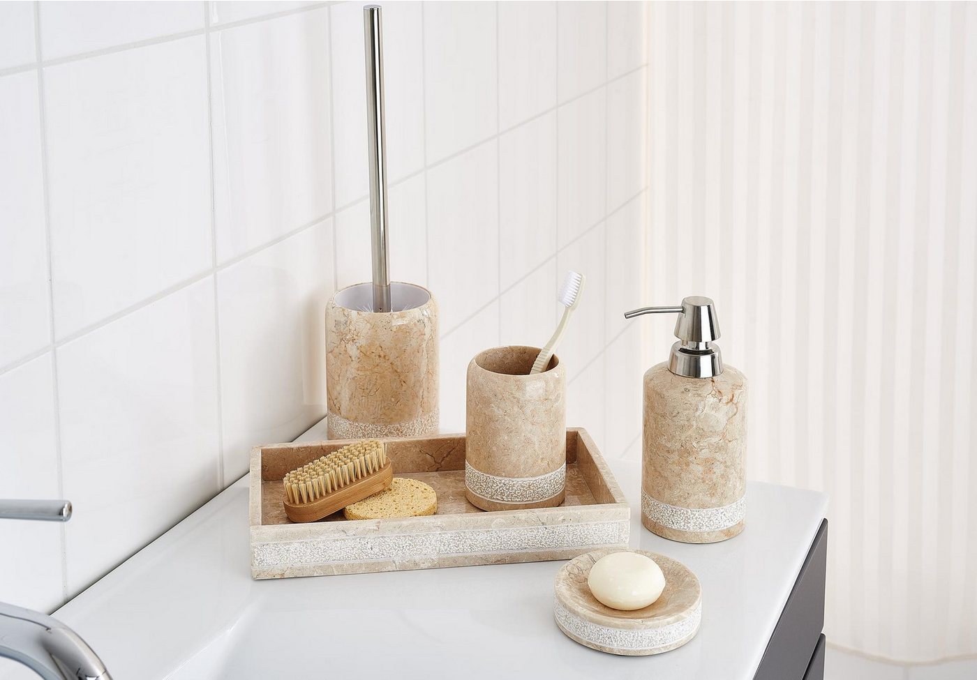Ridder Badaccessoire-Set Aufbewahrungsbecher Posh beige