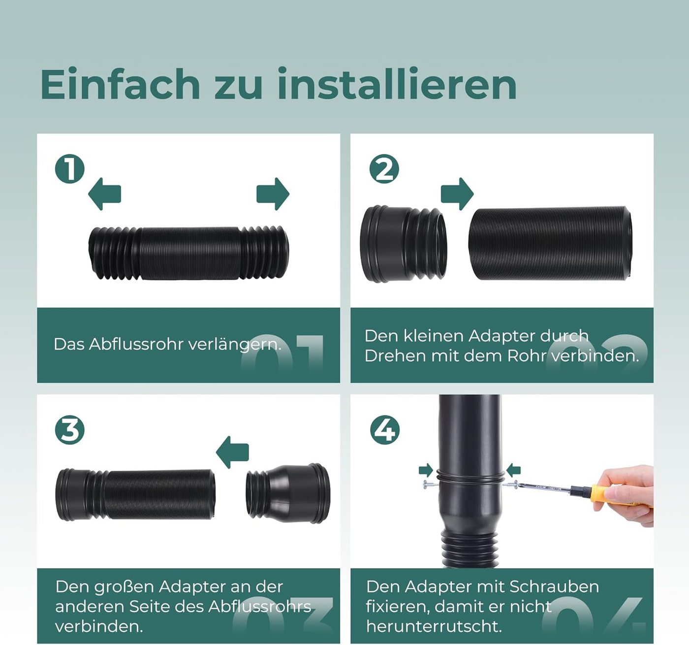 FELIXLEO Schlauchverlängerung Gutter Flexible Downpipe Extension,for Downpipe 80/100 mm (1 Piece) Bild 4