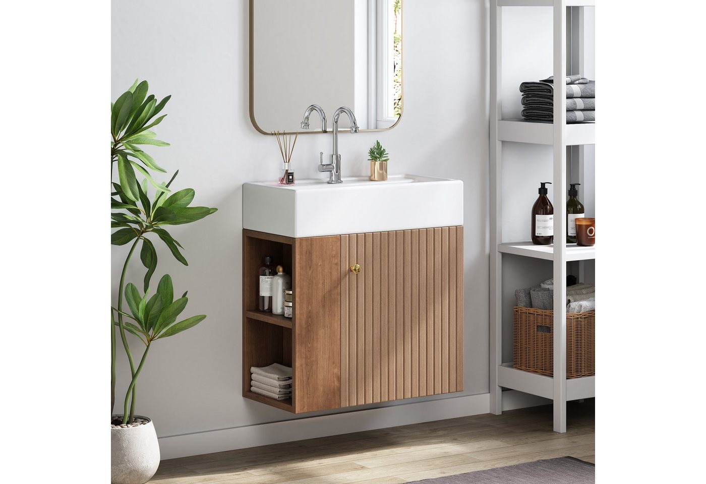 HAUSS SPOLE Waschbeckenunterschrank Hängeschrank Badezimmermöbel Waschbecken mit Waschtischunterschrank Bild 2