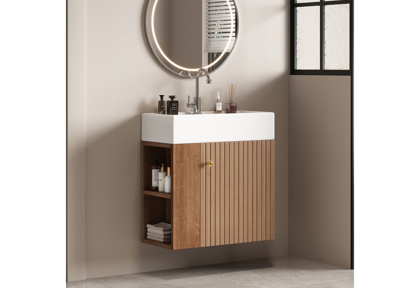 HAUSS SPOLE Waschbeckenunterschrank Hängeschrank Badezimmermöbel Waschbecken mit Waschtischunterschrank Bild 3