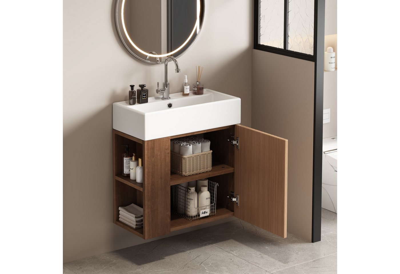 HAUSS SPOLE Waschbeckenunterschrank Hängeschrank Badezimmermöbel Waschbecken mit Waschtischunterschrank Bild 4