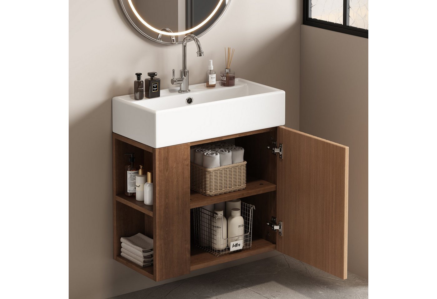 HAUSS SPOLE Waschbeckenunterschrank Hängeschrank Badezimmermöbel Waschbecken mit Waschtischunterschrank Bild 5