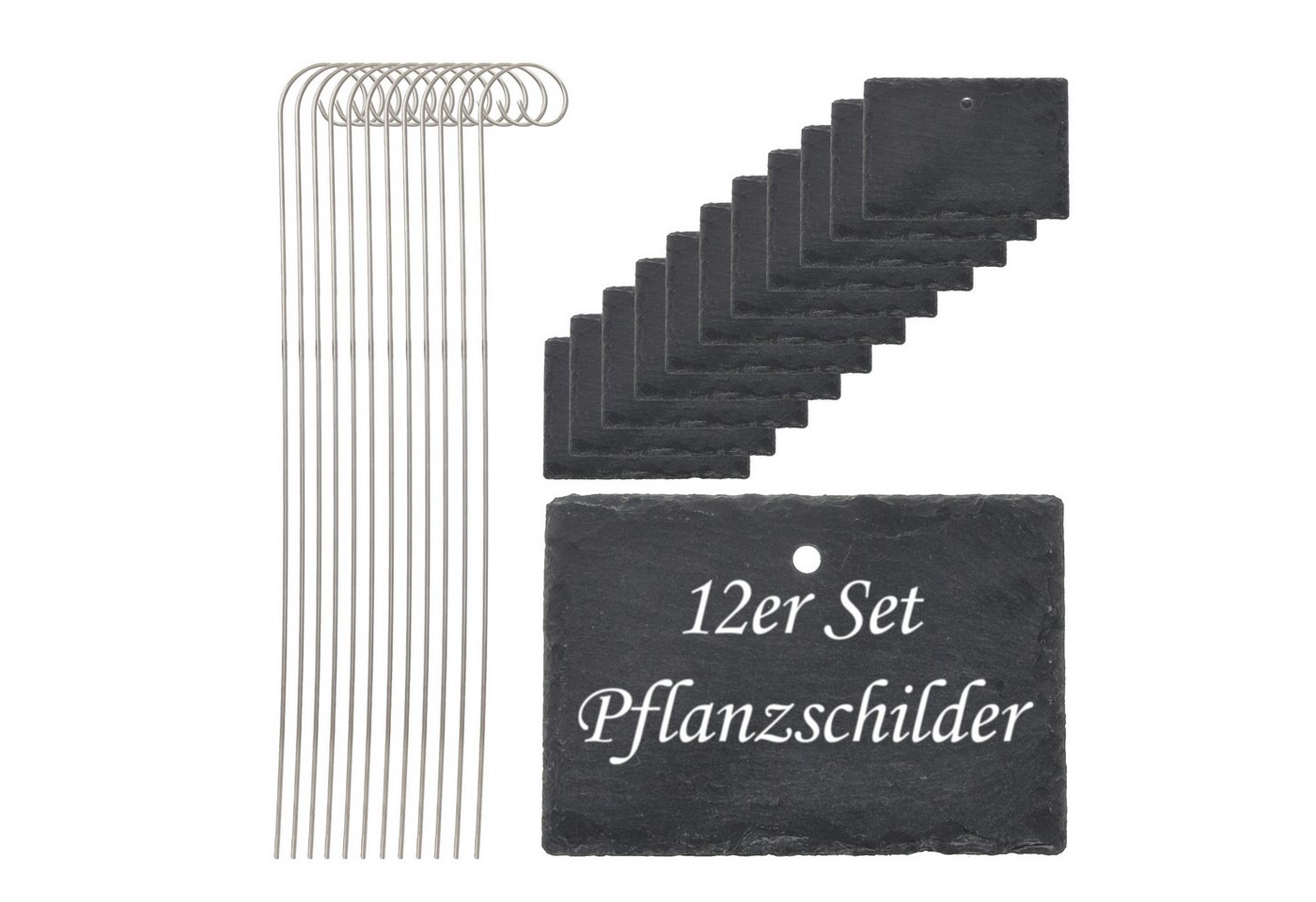 CEPEWA Gartenstecker Gartenstecker Schild 12er Set 10x40x4,5cm Edelstahl Schiefer Erdspieß Bild 3