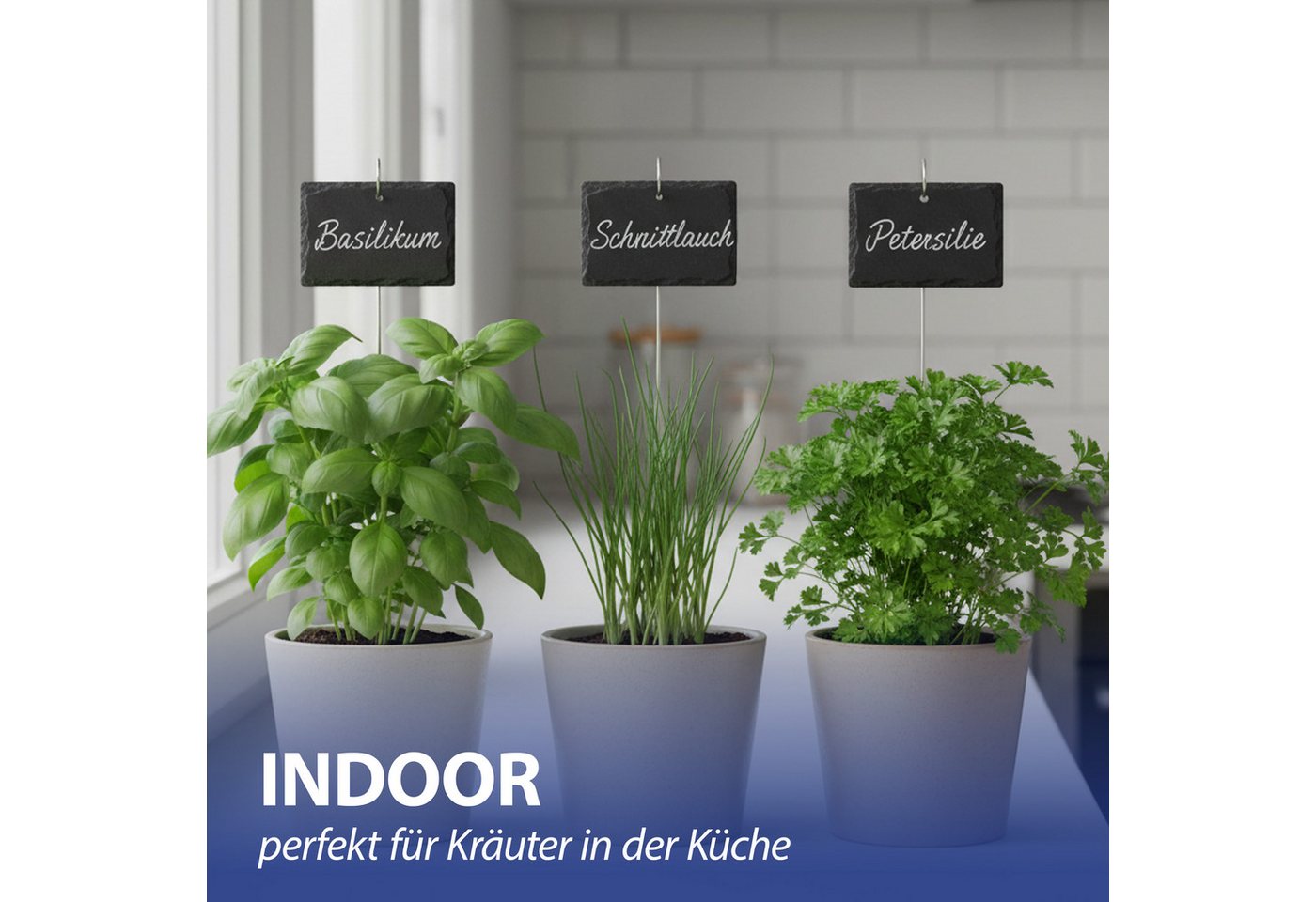 CEPEWA Gartenstecker Gartenstecker Schild 12er Set 10x40x4,5cm Edelstahl Schiefer Erdspieß Bild 4