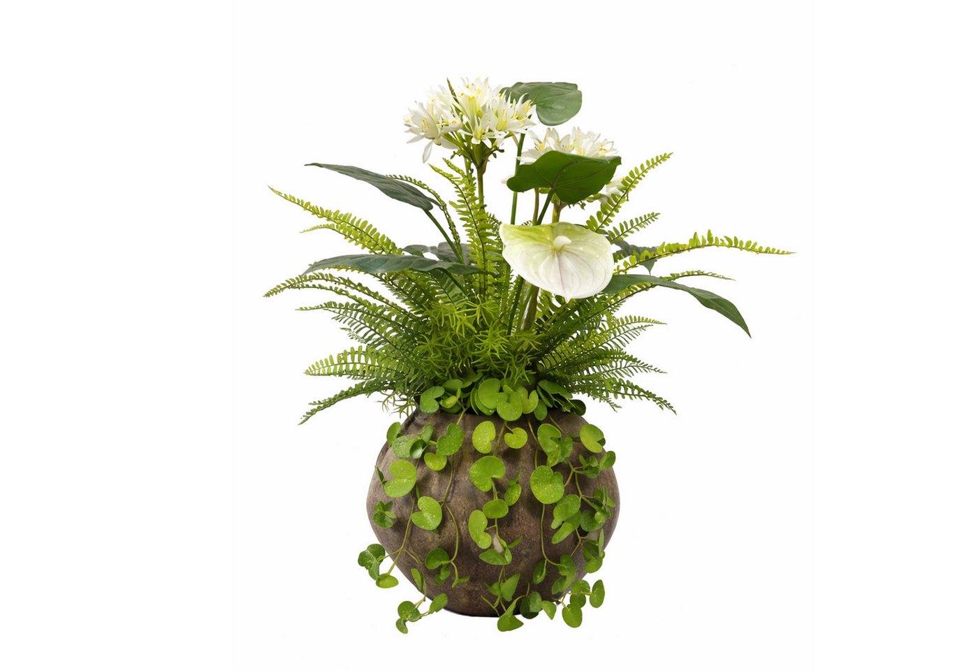 Kunstpflanze Blumengesteck künstlich weiß grün, UNUS HOME, Höhe 67 cm, Kunstblume, Kunstpflanze, Gesteck mit Vase Bild 3