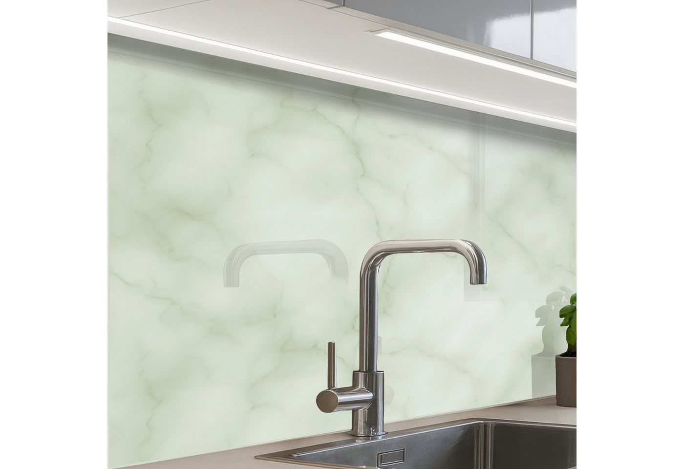 KitchenYeah Küchenrückwand selbstklebend (keine Folie) Grün - Marmor - Adern, (1-tlg), Spritzschutz, Küche, Rückwand, Küchenwand, Küchenfront, 80x60 cm