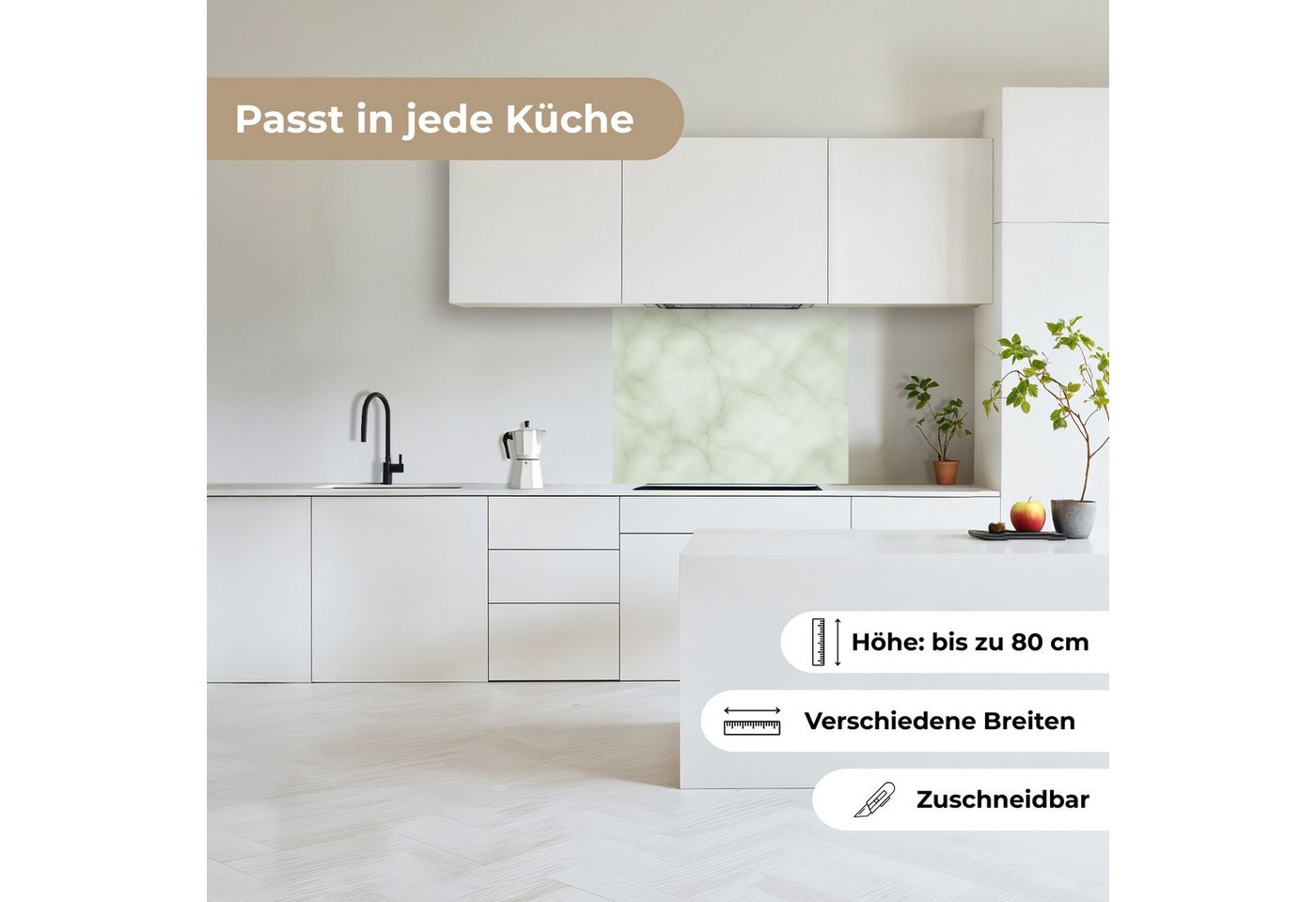 KitchenYeah Küchenrückwand selbstklebend (keine Folie) Grün - Marmor - Adern, (1-tlg), Spritzschutz, Küche, Rückwand, Küchenwand, Küchenfront, 80x60 cm Bild 2
