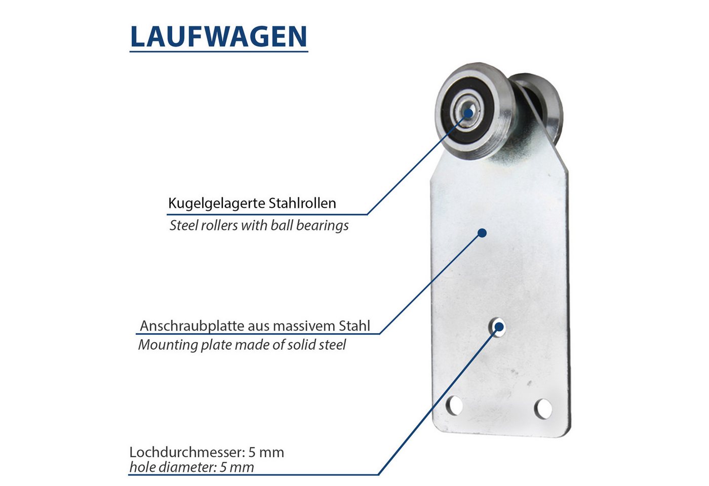 ATTAS Schiebetür Schiebetürsystem mit Laufschienen, Rollen für Schiebetüren & Tore (Set, inkl. Laufwagen), Schiebetür Beschlag Bild 2