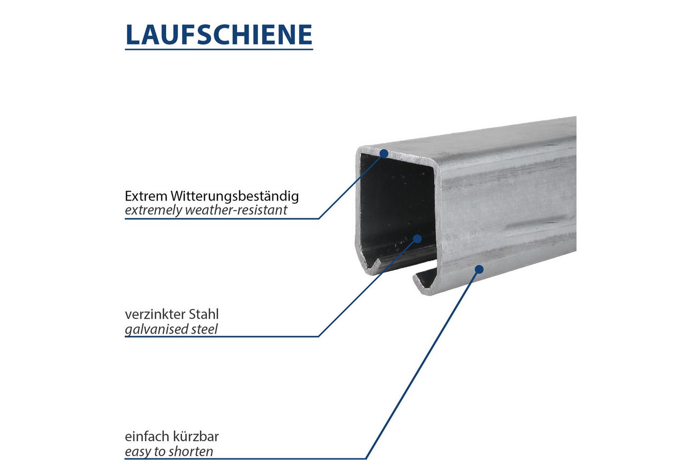 ATTAS Schiebetür Schiebetürsystem mit Laufschienen, Rollen für Schiebetüren & Tore (Set, inkl. Laufwagen), Schiebetür Beschlag Bild 4