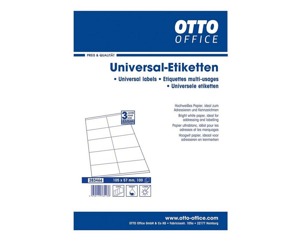 Otto Office Etiketten Standard, 1000 Stück, Päckchen-Adresse (105x57 mm), hochweiß, selbstklebend Bild 2